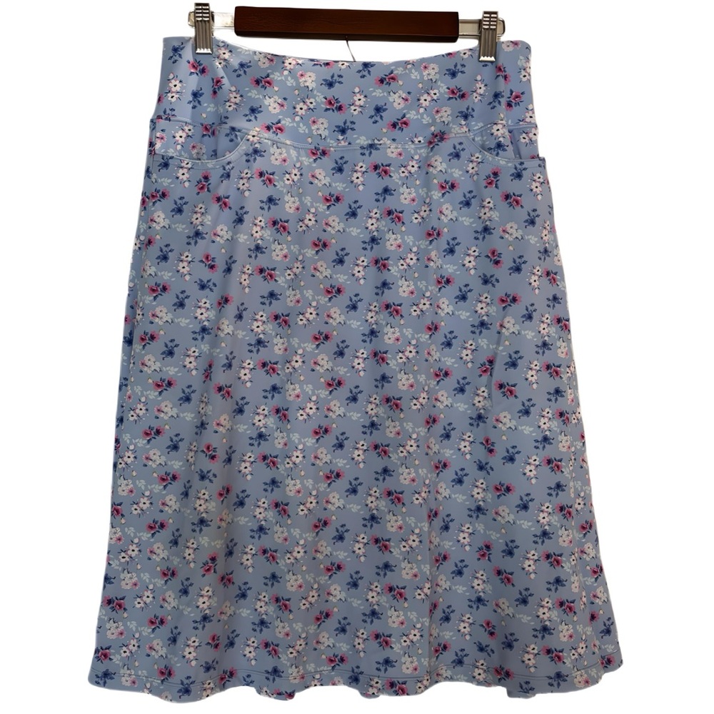 Charming Floral A-Line Skort in Blue and Pink